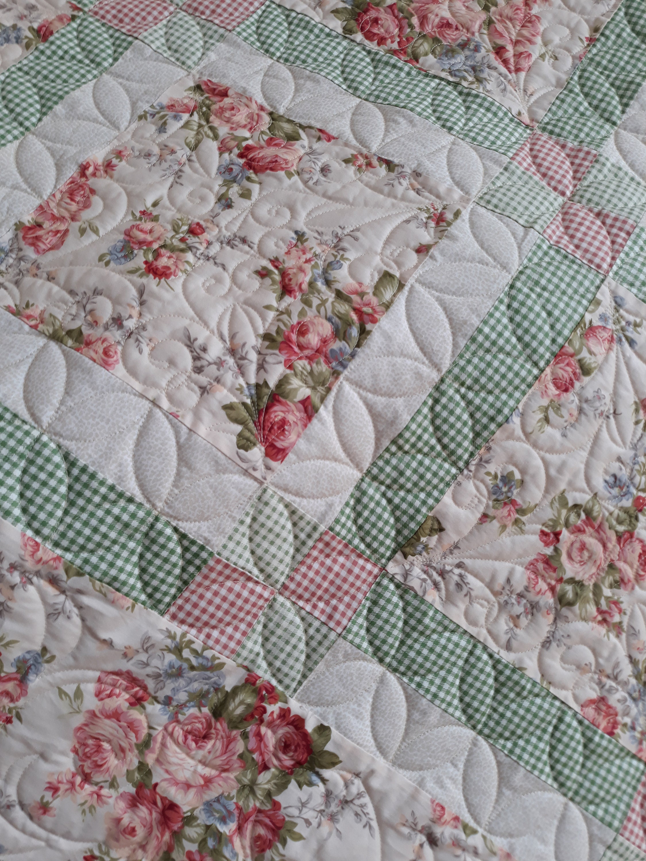 Handmade patchwork quilt in the style of shabby chic. King Etsy