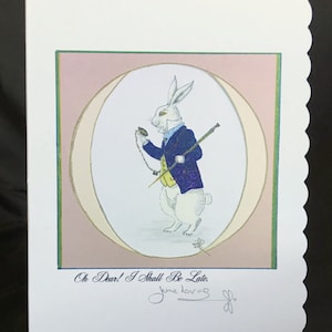 Oh Lieber, ich werde zu spät kommen! - Alice im Wunderland Hand fertig Grußkarte