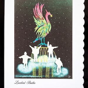 Liverbird Beatles - Cartão de Felicitações Feito à Mão