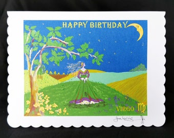Virgo -  5.8 X 8.3 Inches (A5) Hand Finished Birthday Card