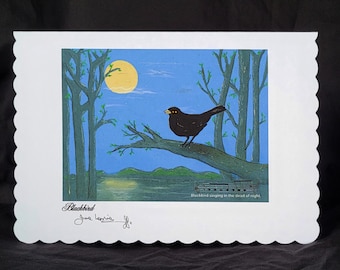 Blackbird - Hand Finished Greeting Card