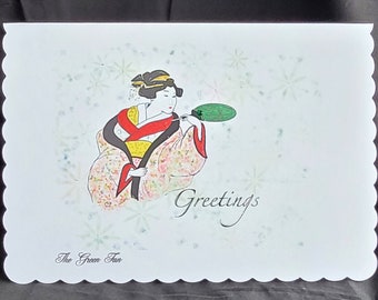 The Green Fan - Hand Finished Greeting Card, A5 - 8.3 x 5.8 inches