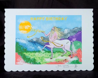 Sagittarius -  5.8 X 8.3 Inches (A5) Hand Finished Birthday Card