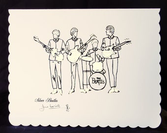 Silver Beatles - Hand Finished Greeting Card