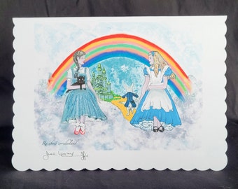 Rainbow Wonderland -  5.8 X 8.3 Inches (A5) Hand Finished Greeting Card Greeting Card