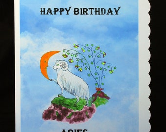 Aries -  5.8 X 8.3 Inches (A5) Hand Finished Birthday Card