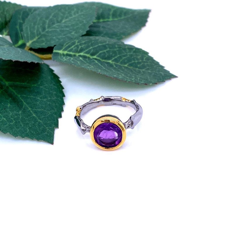 Natural gemstone ring Gold plating Sterling silver solitaire ring rhodium plating sterling silver ring designer ring simple ring