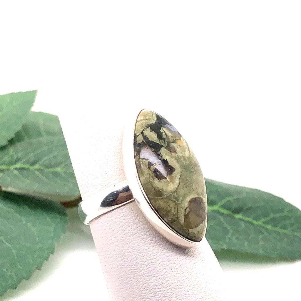 Mosaik Jaspis 925 Sterling Silber Ring, Handgemachte Schöne