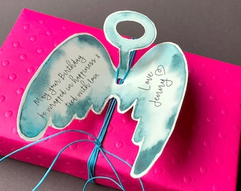 Christmas Gift Tag, Christmas 3D Gift Tag, Xmas Angel Wing Gift Tag, (DIY printable PDF download)