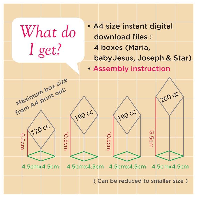 Weihnachtskrippe Set Geschenkbox, Krippe stabile dekorative Schachtel, Weihnachtskrippe, bedruckbar, DIY digitaler Sofortdownload Bild 8