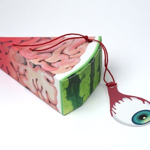 Watermelon Brain Halloween Treat Box, funny Party Box, Candy bag container, selfmade home printable DIY (PDF digital Instant Download)