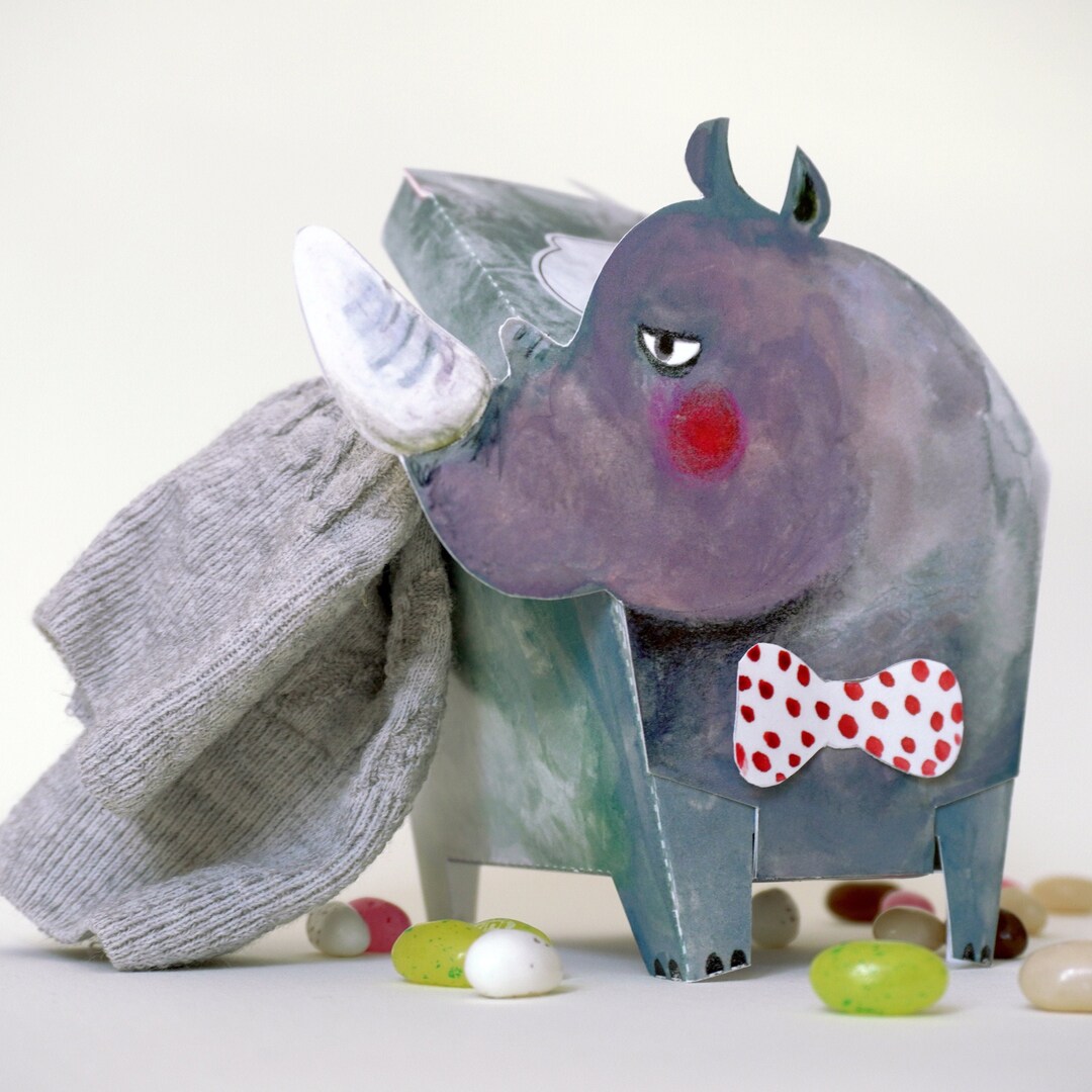 Rhino Favor Box / Box for Gift /treat Box / Digital Download Etsy