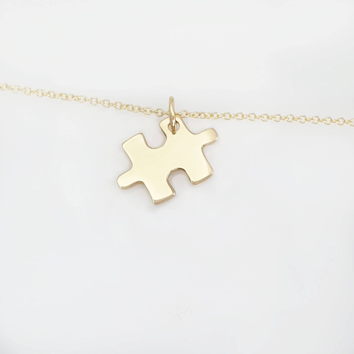 14k Linked Puzzle Necklace in Solid Gold / Puzzle Piece Charm Etsy