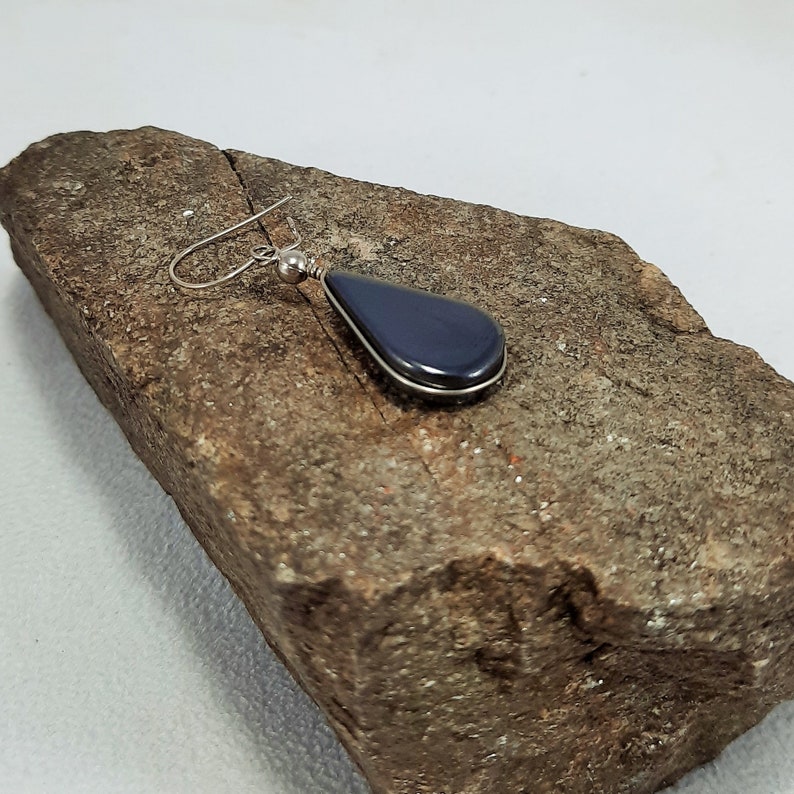 Earrings Drop in Precious Precious Stone Hematite
