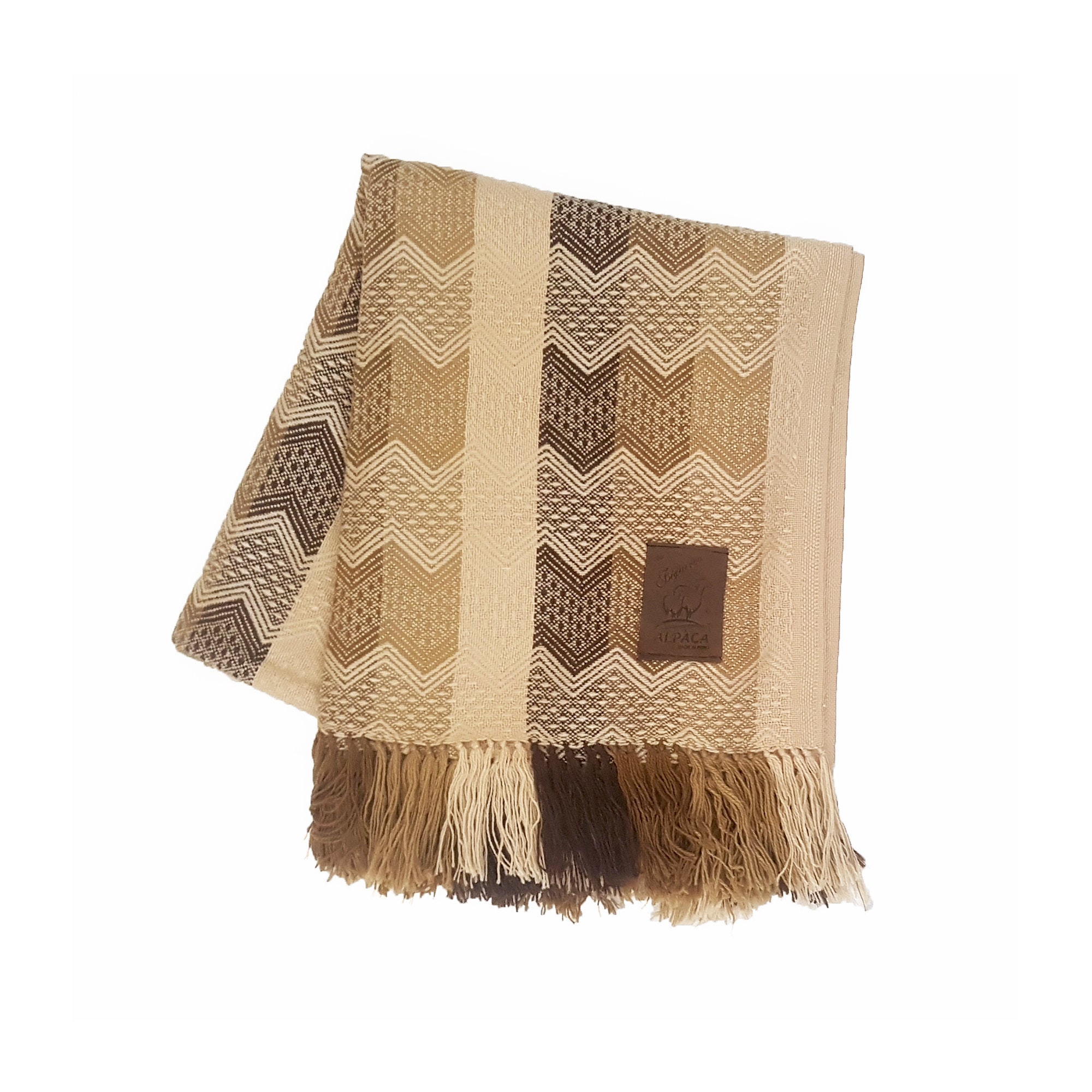 Plaid en Laine d'alpaga Beige et Marron, Couverture Chaude Douce Alpaga, Grand Châle Couleur Sable D