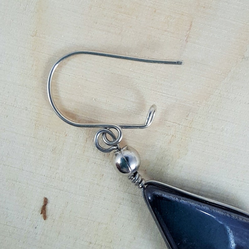 Earrings Drop in Precious Precious Stone Hematite