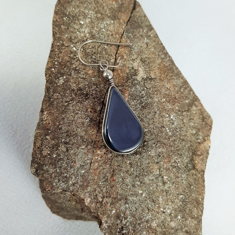 Earrings Drop in Precious Precious Stone Hematite