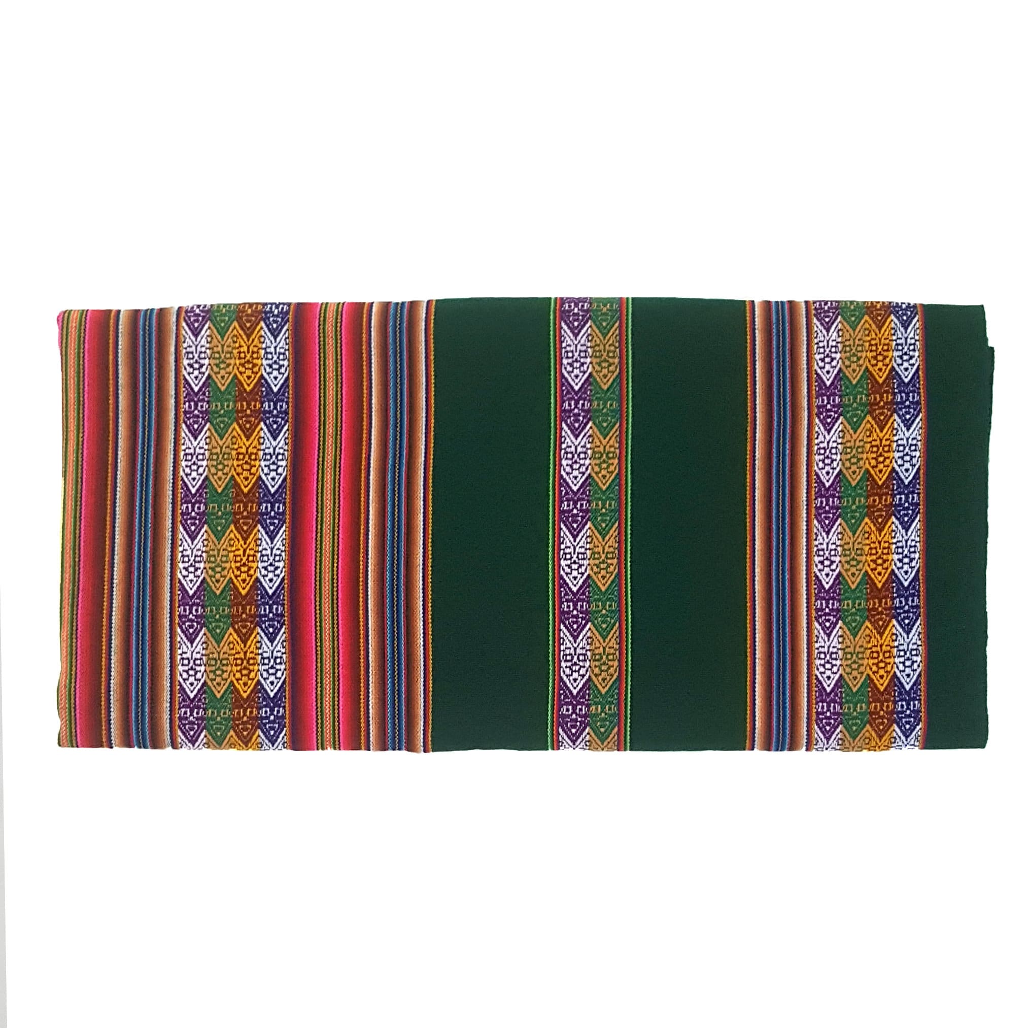 Textile Du Pérou Couleur Verte, Tissu Péruvien Vert Bouteille, Tissage Ethnique et Coloré