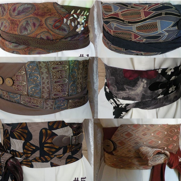 Obi Style Necktie Wrap Belts