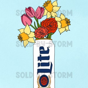 Digital Customizable Beer Can Flower Bouquet Artwork