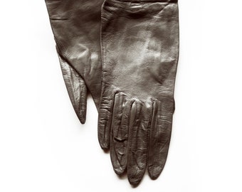 womens light grey leather gloves