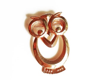 Golden Owl Vintage Mid Century Style Brooch