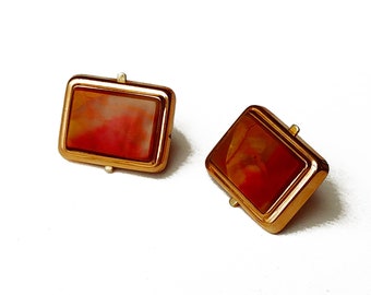 Unique Cufflinks - Agate Pincer Style Closure - Pre 1955 - Patent Apllied For