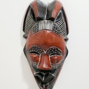 African hand carved wood mask/ Wall hanging/ Wall decor