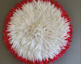 Authentic handmade Juju hat white-ivory red edge