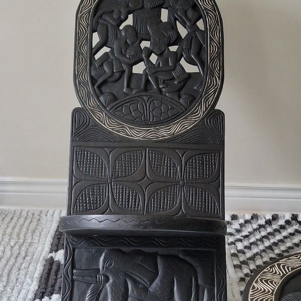 Hand Carved Wood lazy chair/ Hand Sculpted chair/ Antique hand carved wood figural chair