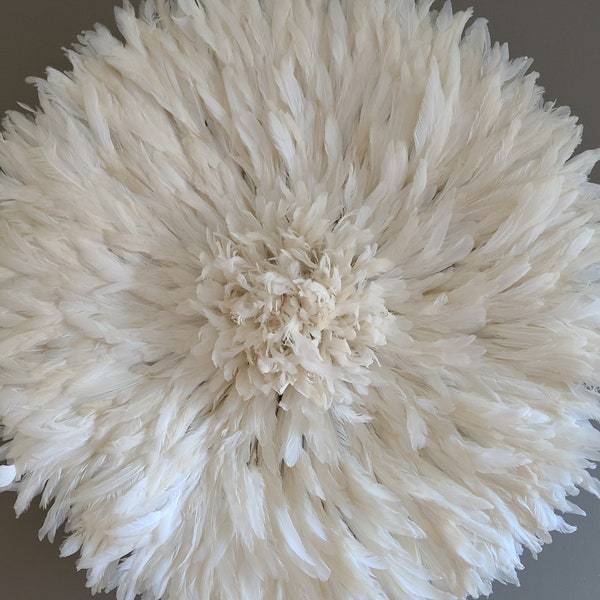White Juju Hat Wall Decor, Handmade African Feather Wall Hanging, Boho Wall Art, Ivory Cameroon Juju Hat, Luxury Home Decor