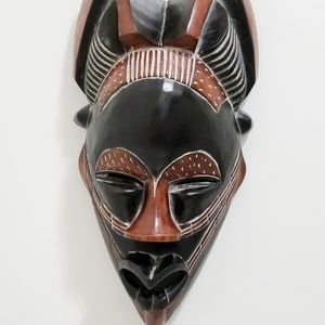 African hand carved wood mask/ Wall hanging/ Wall decor