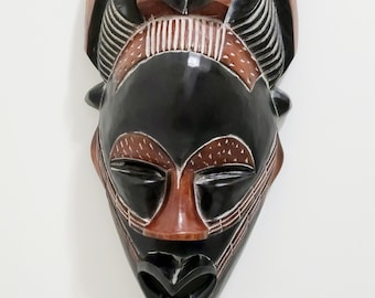 African hand carved wood mask/ Wall hanging/ Wall decor