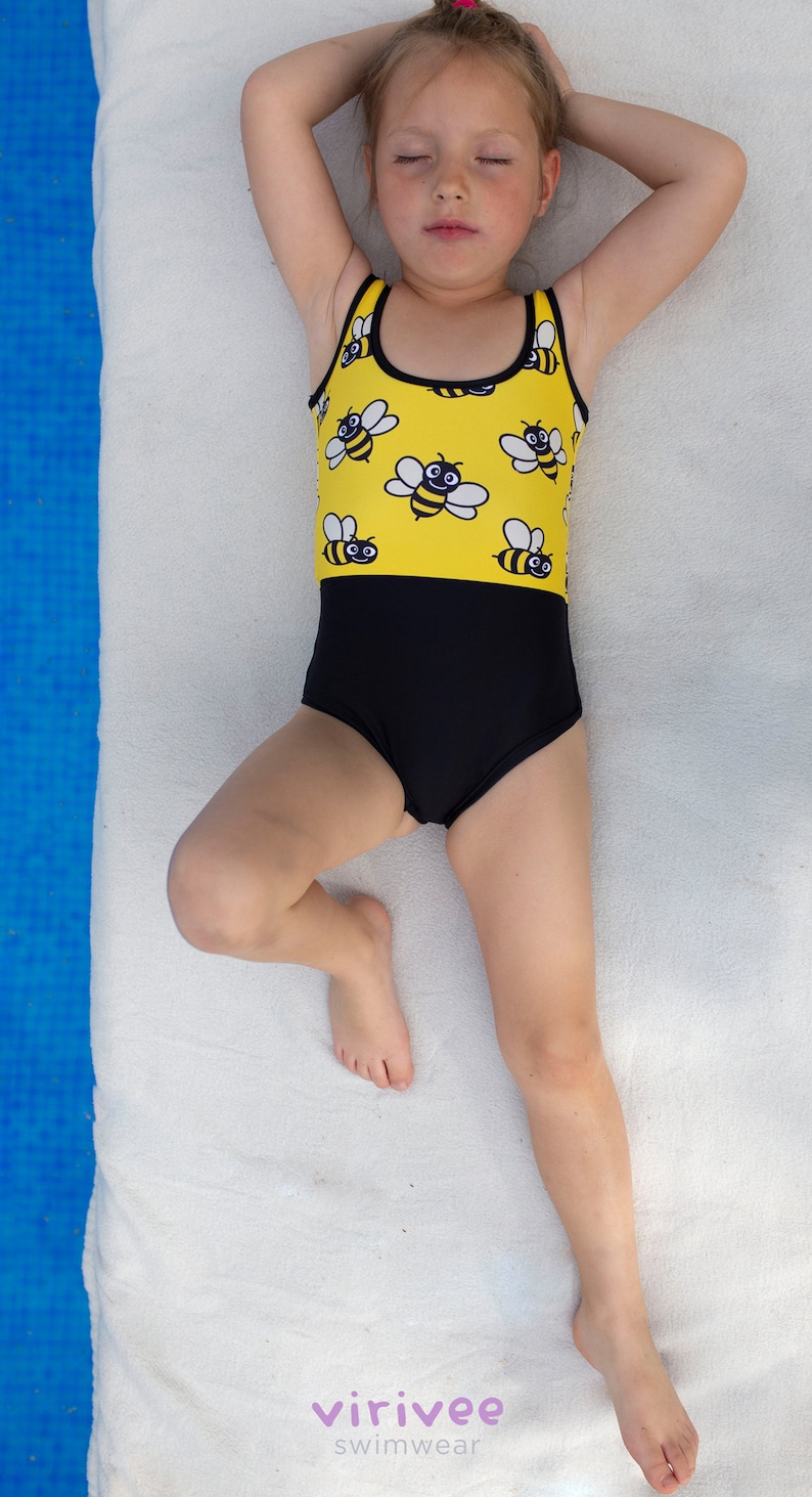 Yellowblack Bee Onepiece Swimsuit Etsy