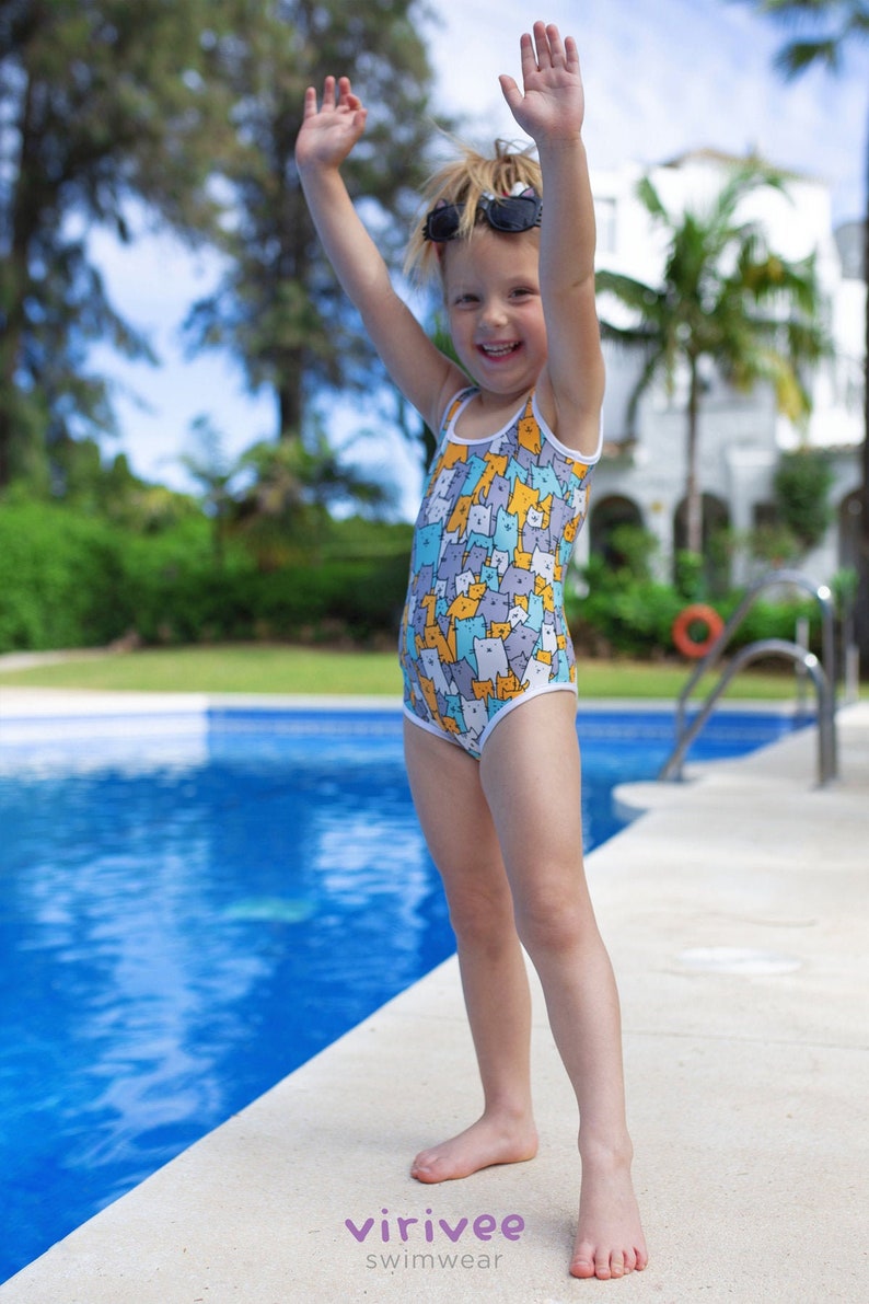 Cat Swimsuit for Toddlers Kids and Girls Bathing Suit Etsy