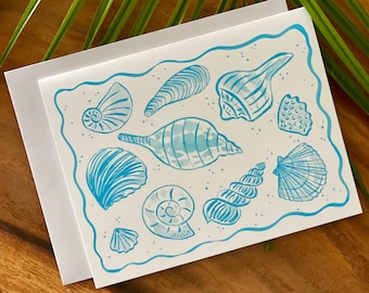 Seashell Greeting Cards-Watercolor Beach Cards-Beach Note Cards-Shell Cards-Seashell Stationery - Seashell Writing paper-Seashells Card