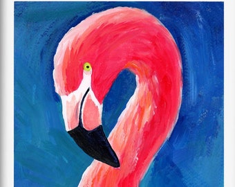 Flamingo Painting - Flamingo Artwork - Bird Art - Colorful Painting - Beach Painting - Original Artwork - Acrylic Painting - Home Decor