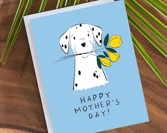 Happy Mother's Day Card From Dog-Dog With Flowers-Card for Mom-Doodle Dog Greeting Card-Dog Mom Card-Fur Baby Card-Mother's Day Dog Mom