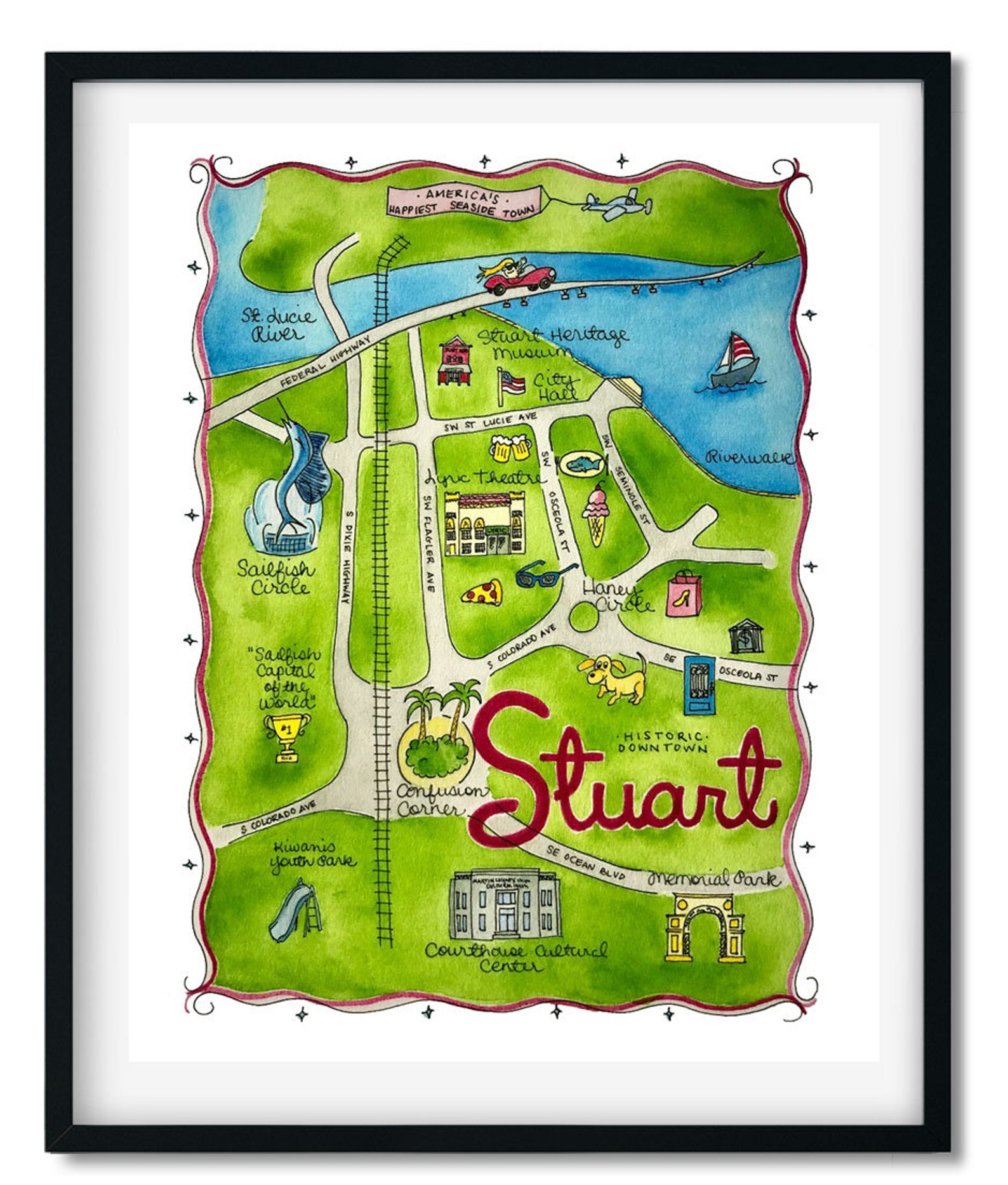 Stuart Florida Map of Stuart FL Downtown Stuart Home Etsy UK