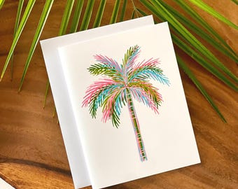 Palm Tree Greeting Cards-Boxed Cards-Beach Note Cards-Hand Painted Palm Tree-Palm Tree Stationery-Palm Trees Card-Botanical Card