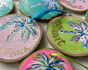 Coastal Christmas Ornaments - Palm Tree Ornament - Personalized Ornament- Beachy Christmas - Handmade Ornaments - Lilly Style Decor