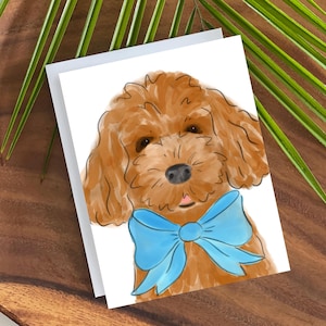 Labradoodle Karte-Goldendoodle Geburtstag-Hund mit Schleifen-Hund Geburtstag-Goldendoodle Grußkarte-Geburtstagskarte-Hundemama Karte-Süße Hundekarte