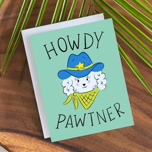 Carte Cowboy-Bonjour-chien Carte d'anniversaire-Bonjour-Goldendoodle carte de voeux-carte de tous les jours-Amitié-cartes pour carte sur le thème enfant-chien