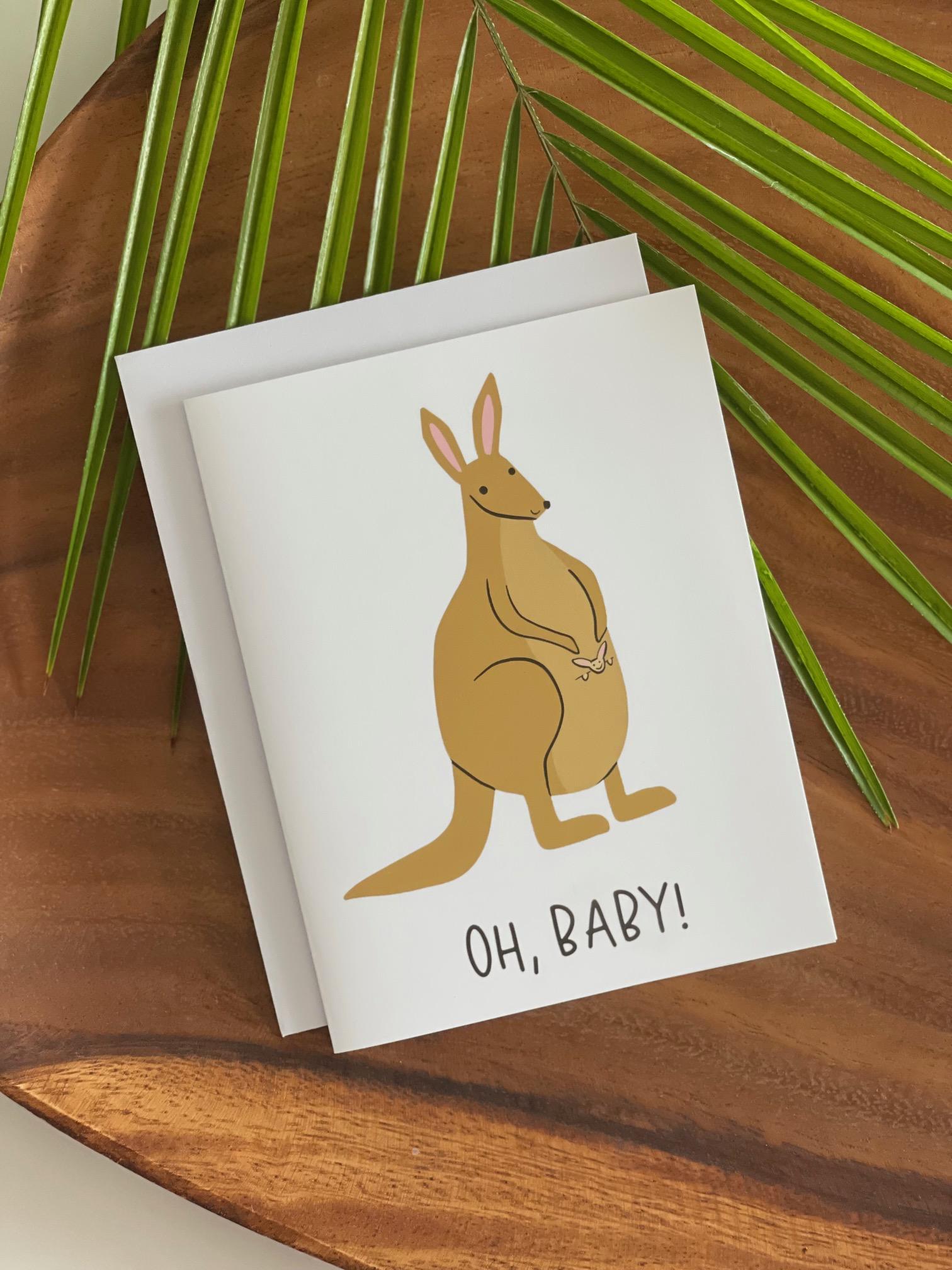 Baby Shower Card-Baby Kangaroo Card-New Mom Card-Baby Animals Card- Cute Baby Card-Cute Card for Baby Shower-Gift-New Baby Card