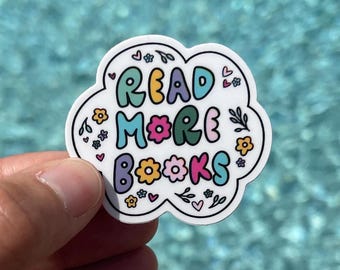 Reading Sticker - Book Sticker - cute Book Sticker - Open Book Sticker - Books Are Magic Sticker - Book Decal - Flowers and Book Sticker