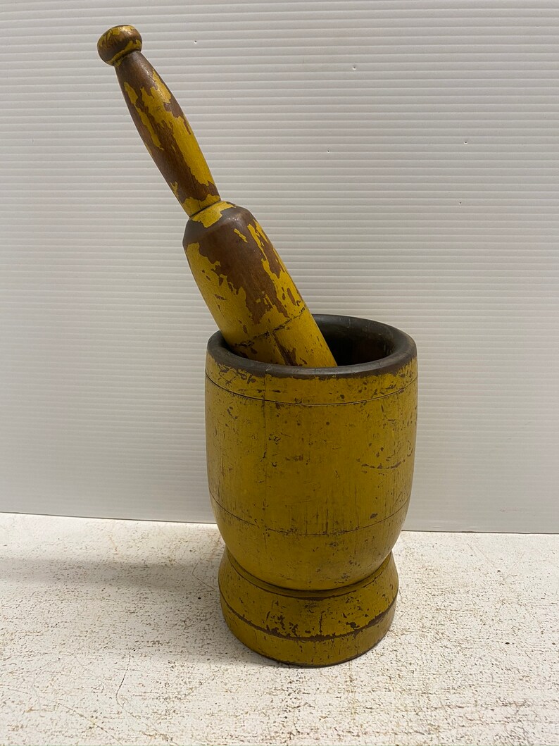 Ca 184060 mortar & pestle in chrome yellow paint Etsy