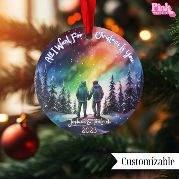 Personalized Gay Christmas Ornament Unique LGBTQ Holiday Gift Pride Travel Keepsake 2023 Stocking Filler Custom Vacation Memory Top Best