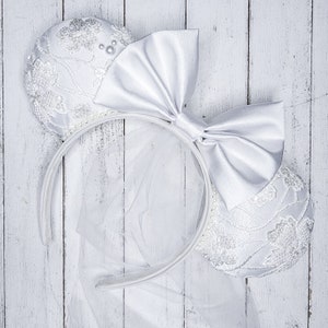 Bridal Mouse Ears | Disney Inspired Mouse Ears | Disney Wedding Accessories