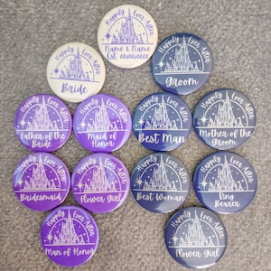 Happily Ever After Wedding Party Button | Disney Button | Wedding Party Gift | Customizable