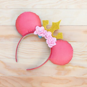 Once Upon a Dream Inspired REVERSIBLE Ears |Sleeping Beauty Mouse Ears | Aurora Ibspired Ears | Make it Pink Make it Blue | Flower Ears